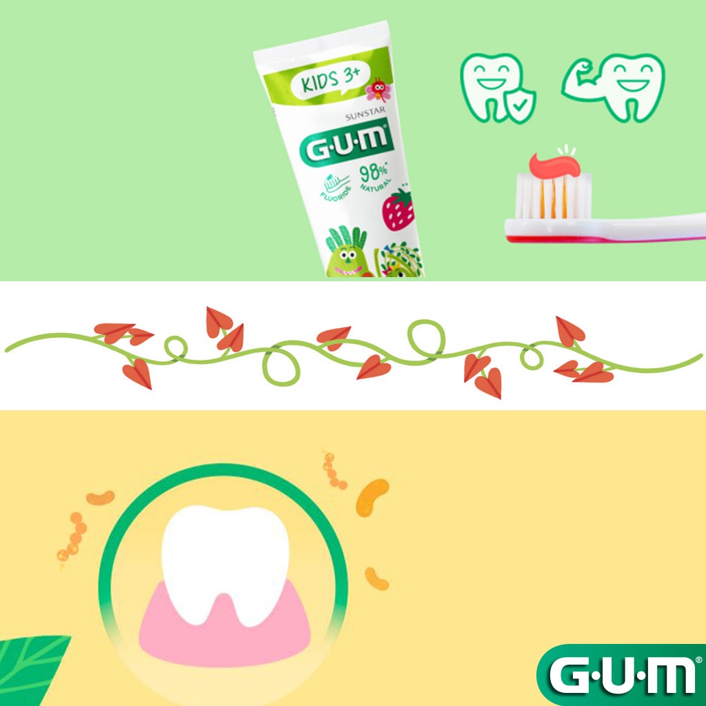 Sunstar Gum Kids 3+ Years Toothpaste, Strawberry Flavour 50ml