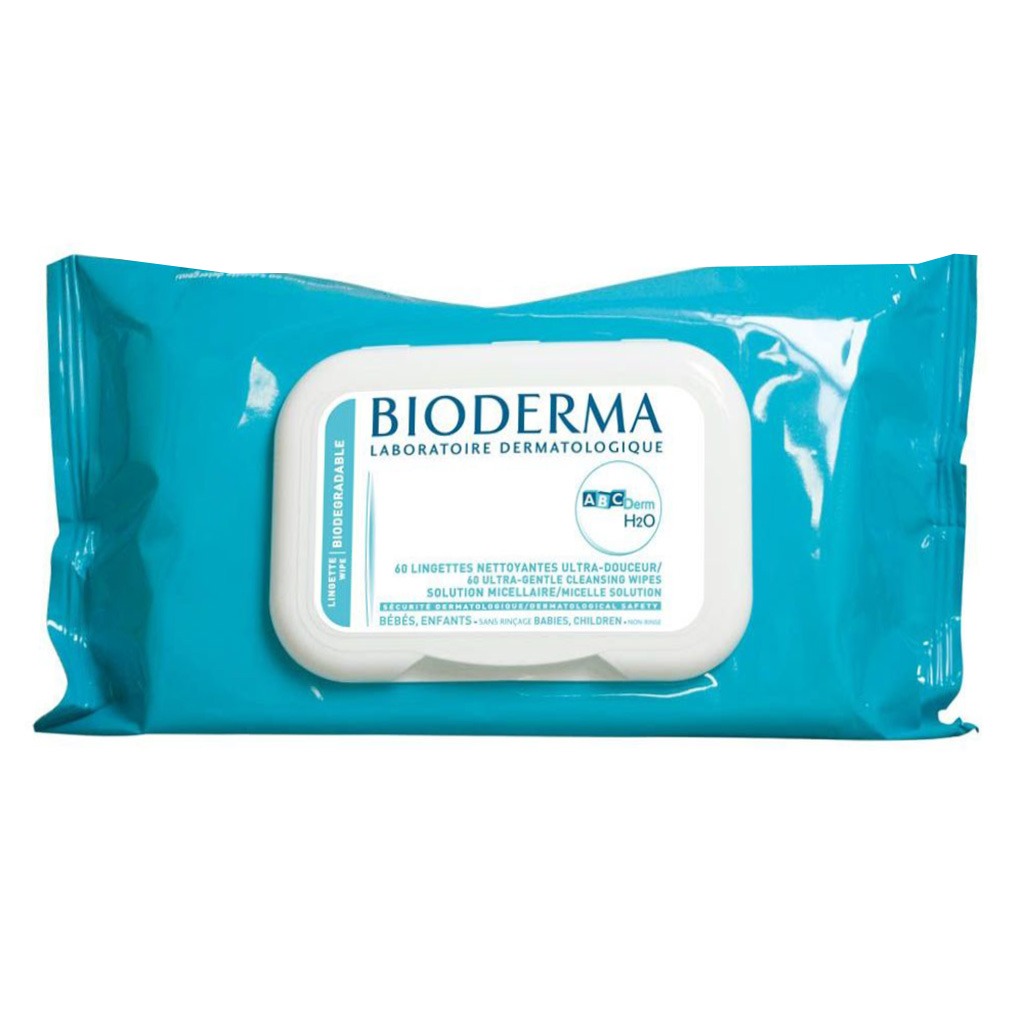 Bioderma ABCDerm H2O Micellar Water Cleansing Wipes For Baby & Children, Pack of 60's