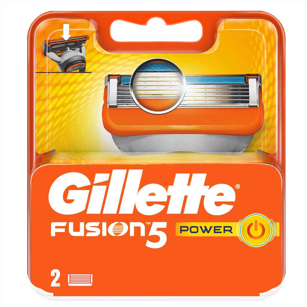 Gillette Fusion 5 Power Razor Blade Refill For Perfect Shave & Beard Shape, Pack of 2's
