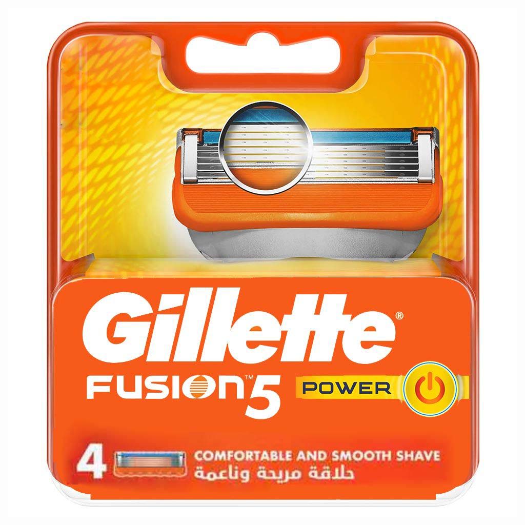 Gillette Fusion 5 Power Razor Blade Refill For Perfect Shave & Beard Shape, Pack of 4's