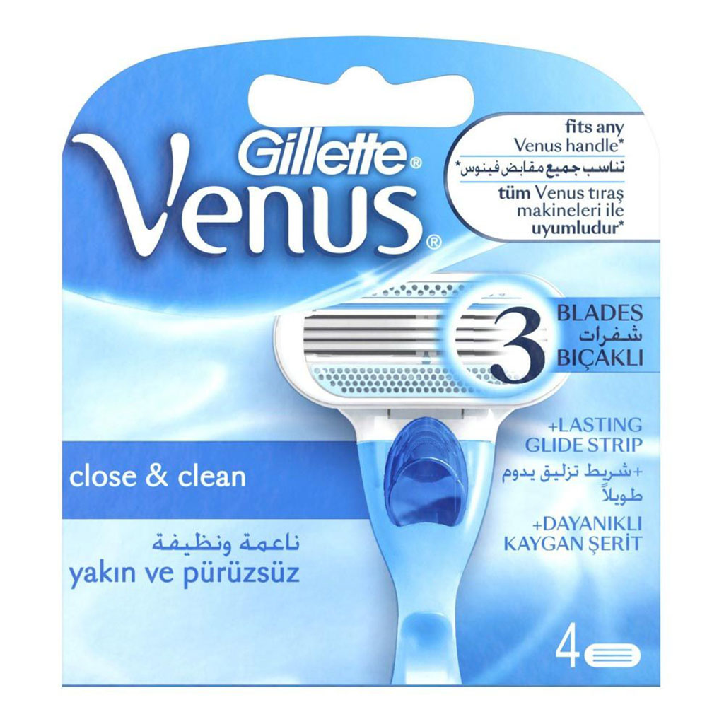 Gillette Venus Passion Close & Clean Women's Razor Blade Refill, Pack of 4's