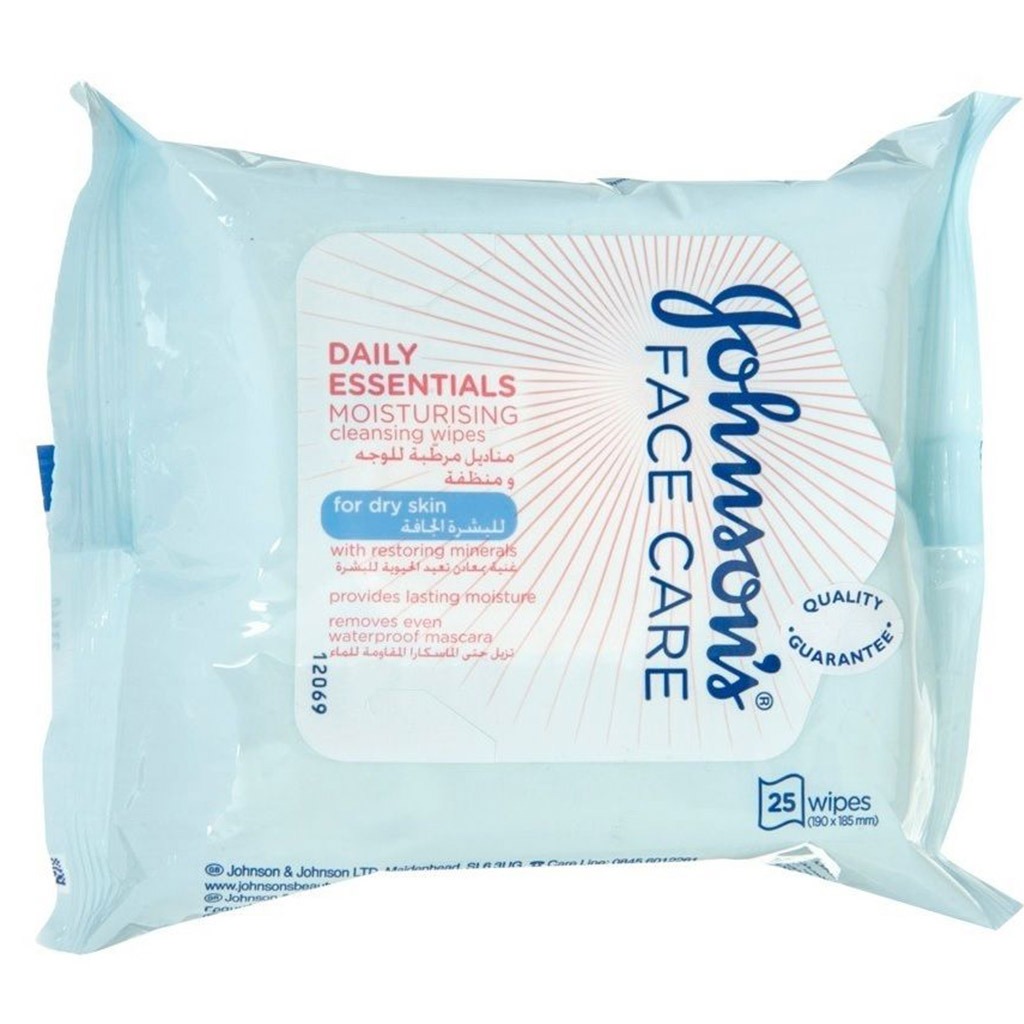 Johnson's Moisturising & Cleansing Makeup Remover Facial Micellar Wipes For Dry Skin, Pack of 25's