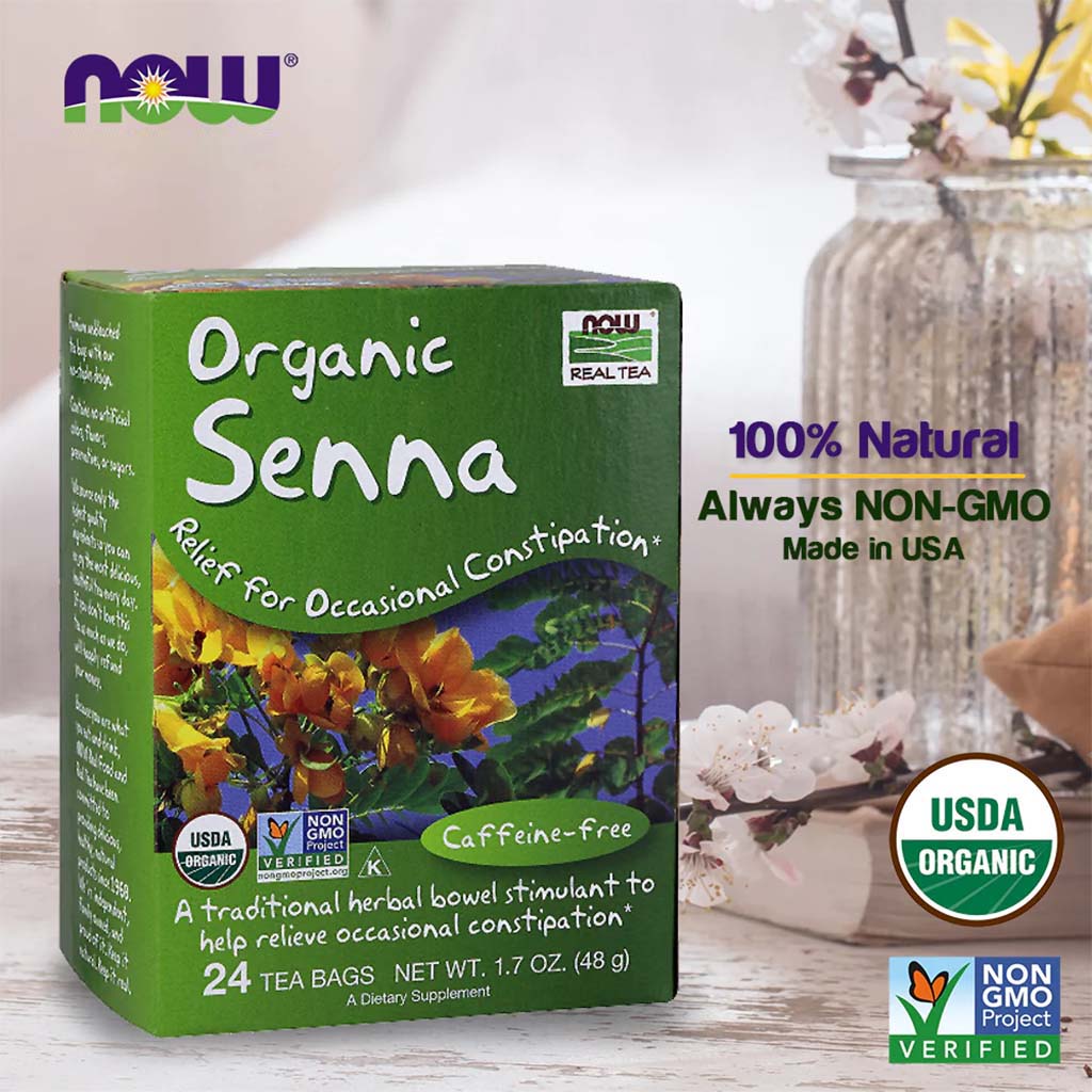 Now Organic Senna Tea Bags For Constipation Relief, Pack of 24's