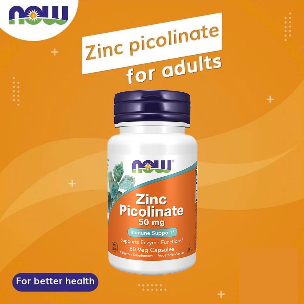 Now Zinc Picolinate 50mg Capsules For Immune Support, Pack of 60's