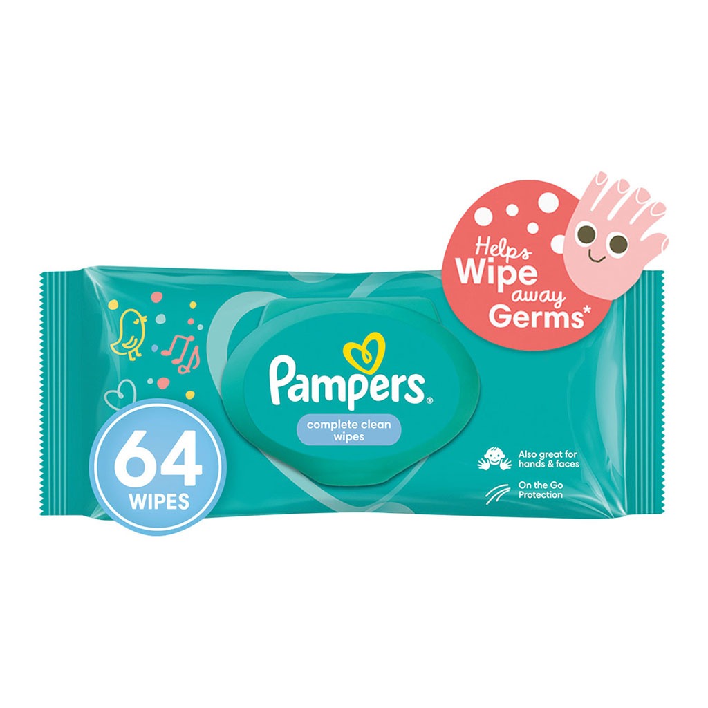 Pampers Complete Clean 0% Alcohol Baby Wipes With Aloe Vera Lotion, Pack of 64's