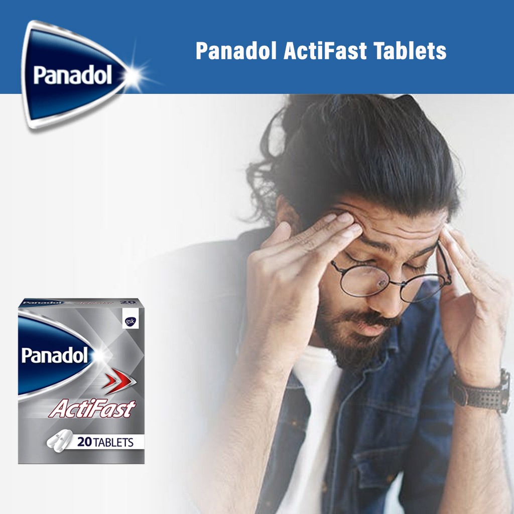 Panadol Actifast Paracetamol 500mg Tablets For Fever And Pain Relief, Pack of 20's