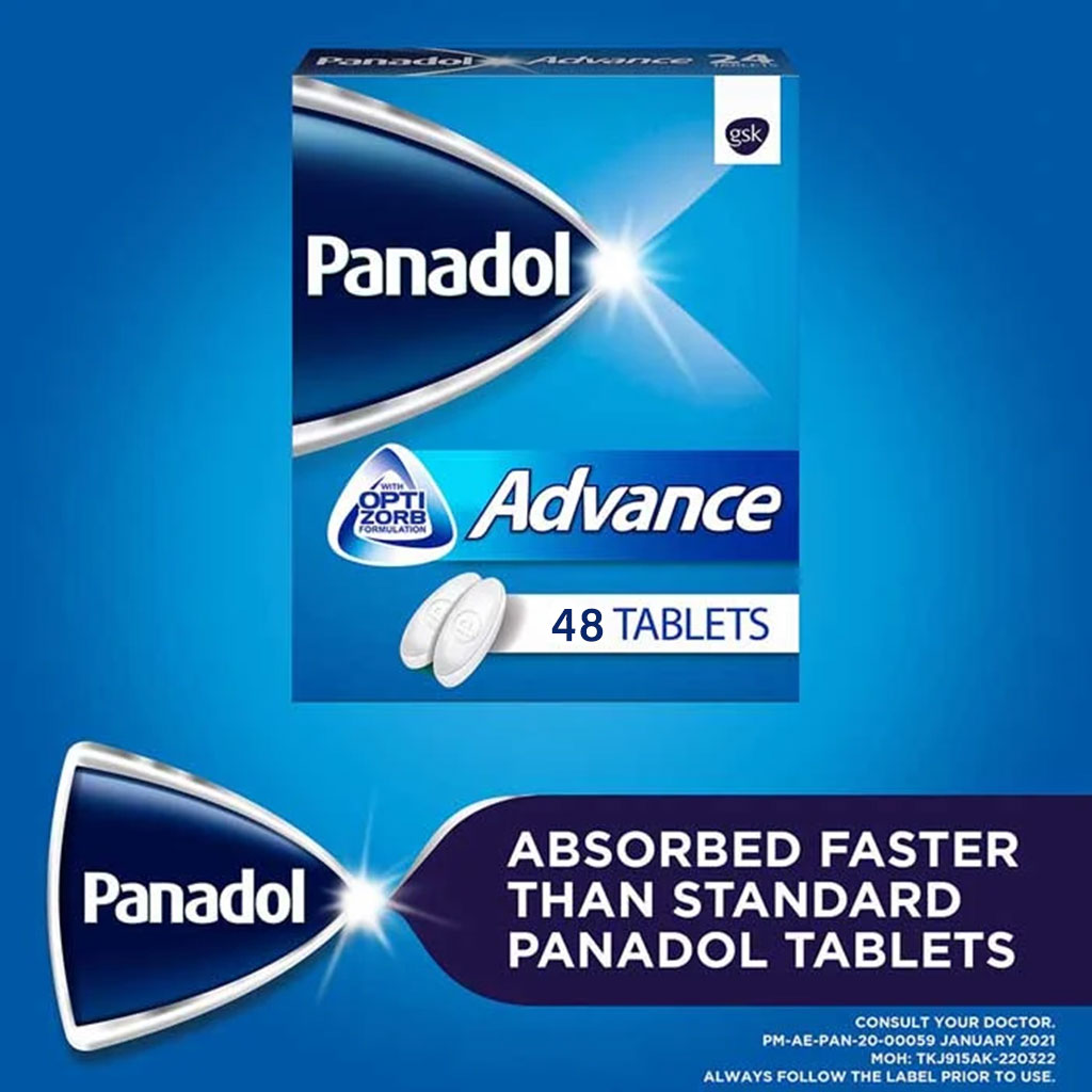 Panadol Advance Paracetamol 500mg Tablets For Fever And Pain Relief, Pack of 48's