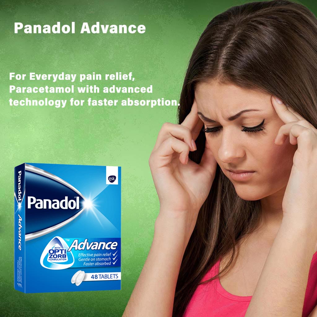 Panadol Advance Paracetamol 500mg Tablets For Fever And Pain Relief, Pack of 48's