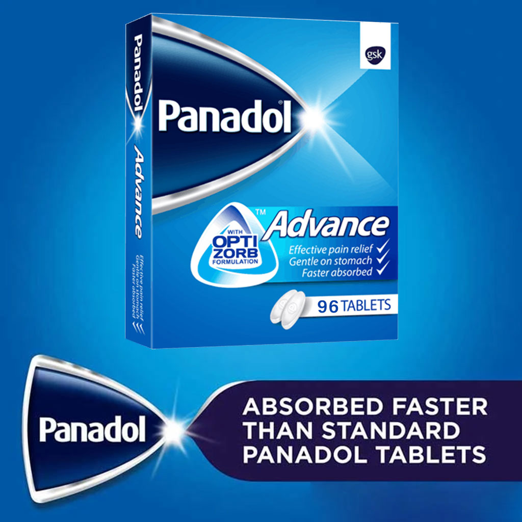 Panadol Advance Paracetamol 500mg Tablets For Fever And Pain Relief, Pack of 96's