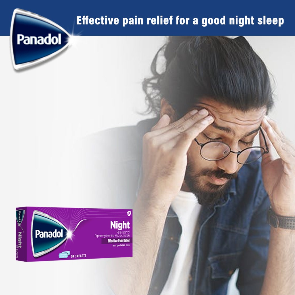 Panadol Night Caplets For Fever & Pain Relief, Pack of 24's