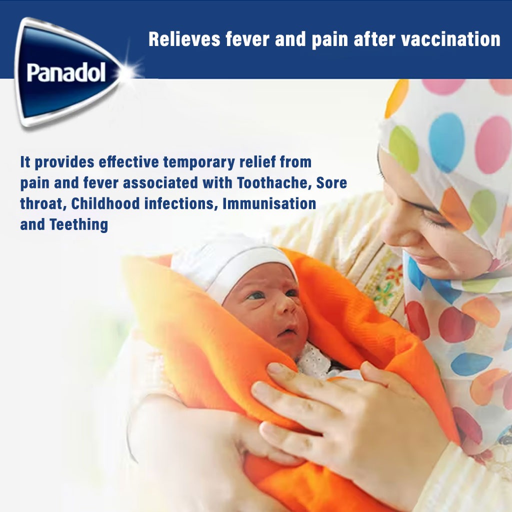 Panadol 120mg/5ml Paracetamol Suspension, Fever And Pain Relief For Baby & Infant 100ml