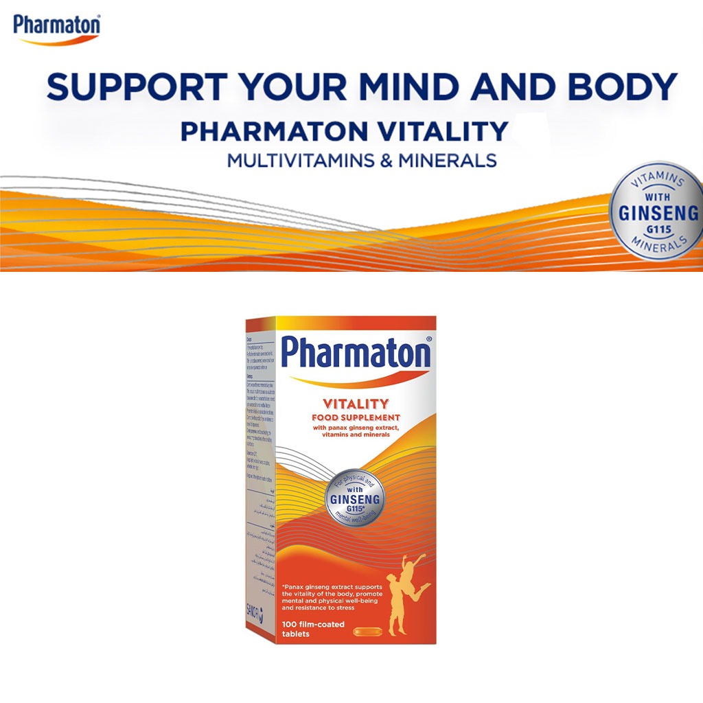 Pharmaton Vitality Multivitamins & Minerals Supplement Capsules with Ginseng, Pack of 100's