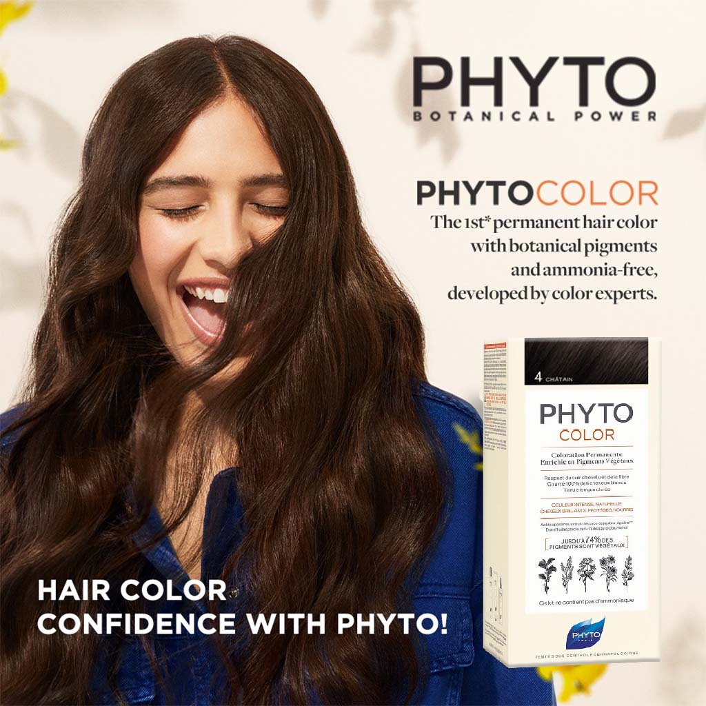 Phyto Phyto Color Permanent Hair Color Treatment Kit With Milk Developer & Colouring Cream, Shade 4 Brown