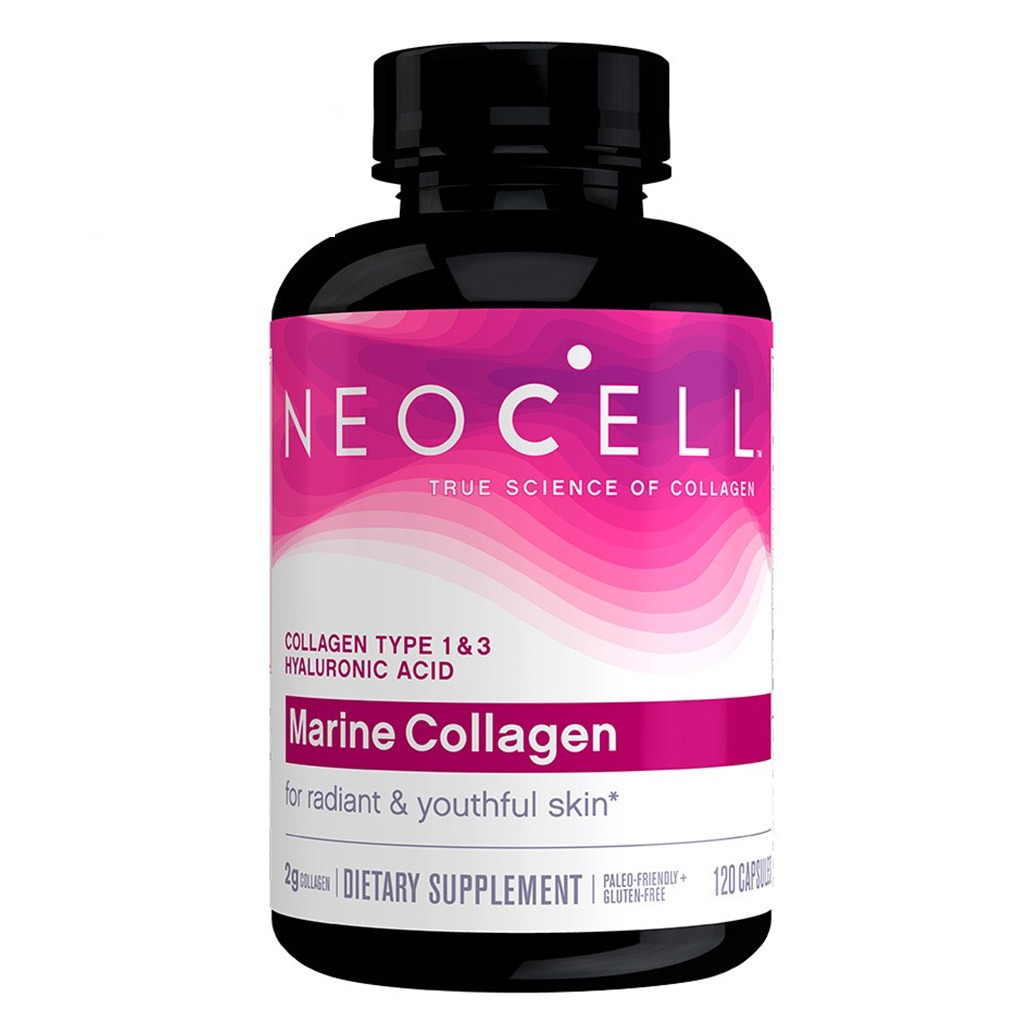 NeoCell Marine Collagen + Hyaluronic Acid Capsules For Youthful & Radiant Skin, Pack of 120's