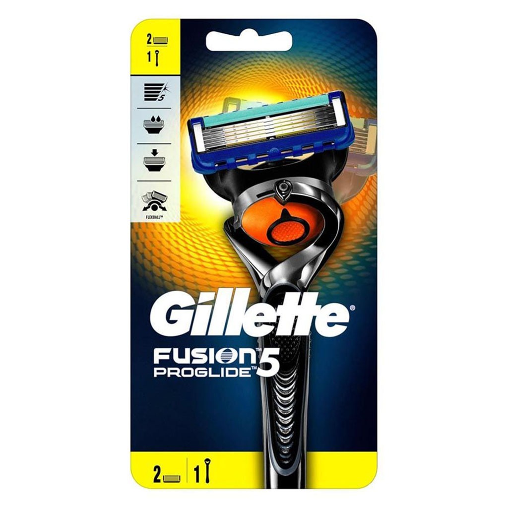 Gillette Fusion 5 ProGlide Men's Razor With Flex Ball Technology, Pack of 1 Handle + 2 Blades
