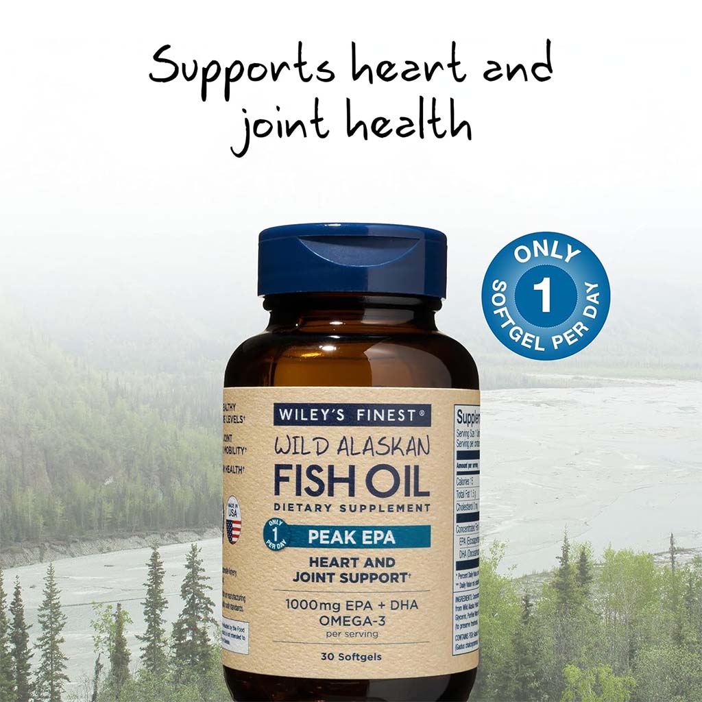Wiley's Finest Peak EPA 1000mg Omega 3 Fish Oil Softgels, Pack of 30's