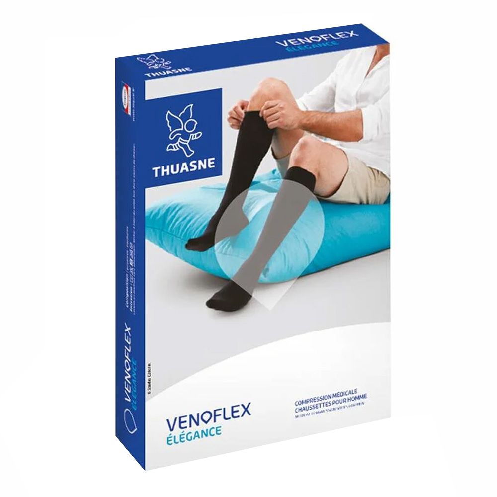 Thuasne Venoflex Elegance Thigh Compression Stocking Men S2 Normal Black 512802202
