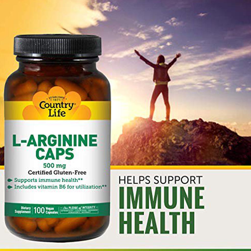 Country Life L-Arginine 500 mg Vegan Capsule For Immune Support 100's