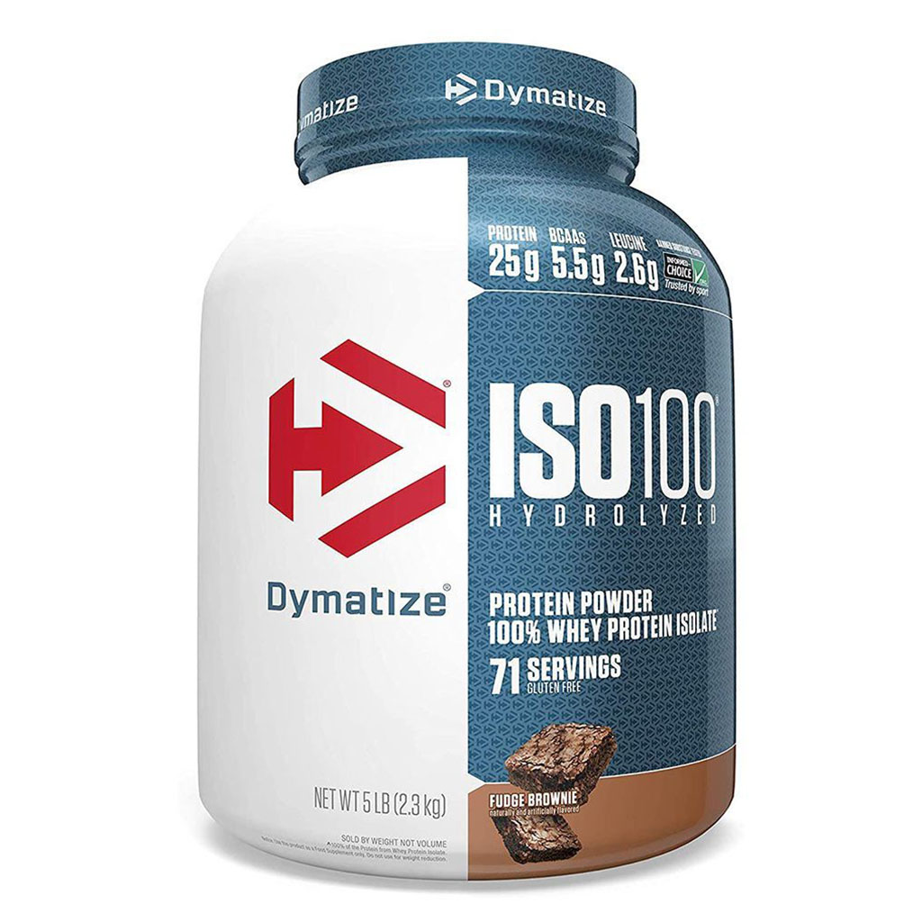 Dymatize ISO 100 Fast Absorbing Protein Powder, 100% Whey Protein Isolate, Fudge Brownie, 2.3kg