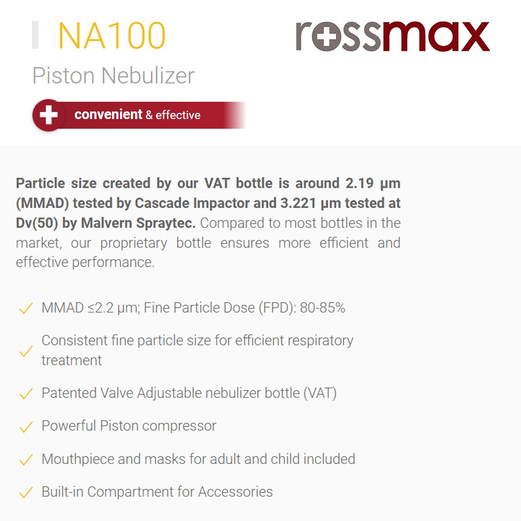 Rossmax Piston Nebulizer NA100 For Respiratory Care
