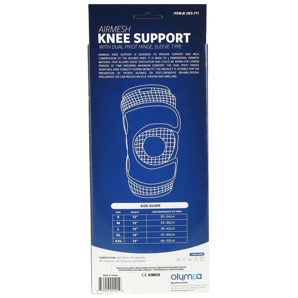 Olympa Airmesh Knee Support Black Large OES-711