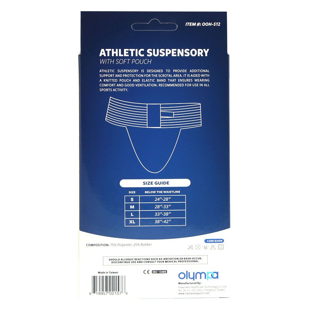 Olympa Athletic Suspensory with Soft Pouch White Small OOH-512