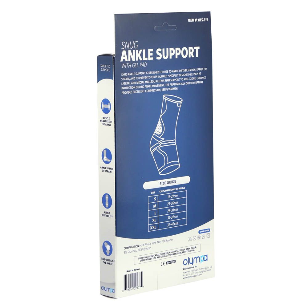 Olympa Snug Ankle Support with Gel Pad Cool Grey Medium OFS-911