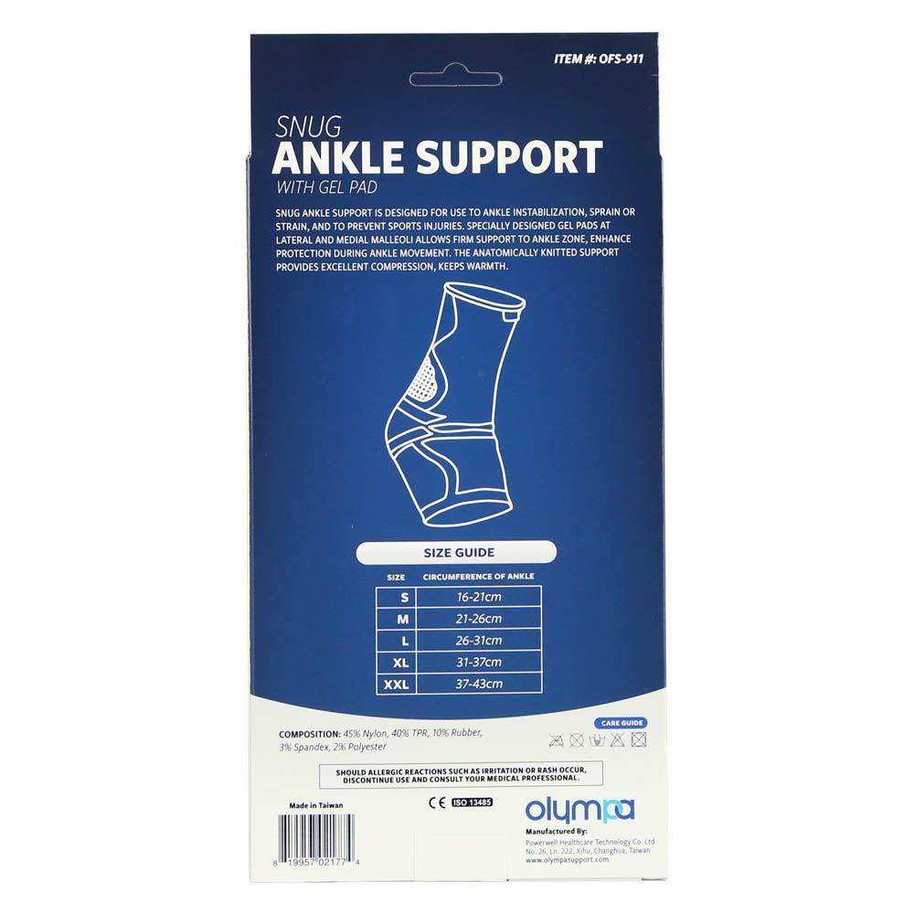 Olympa Snug Ankle Support with Gel Pad Cool Grey XXL 