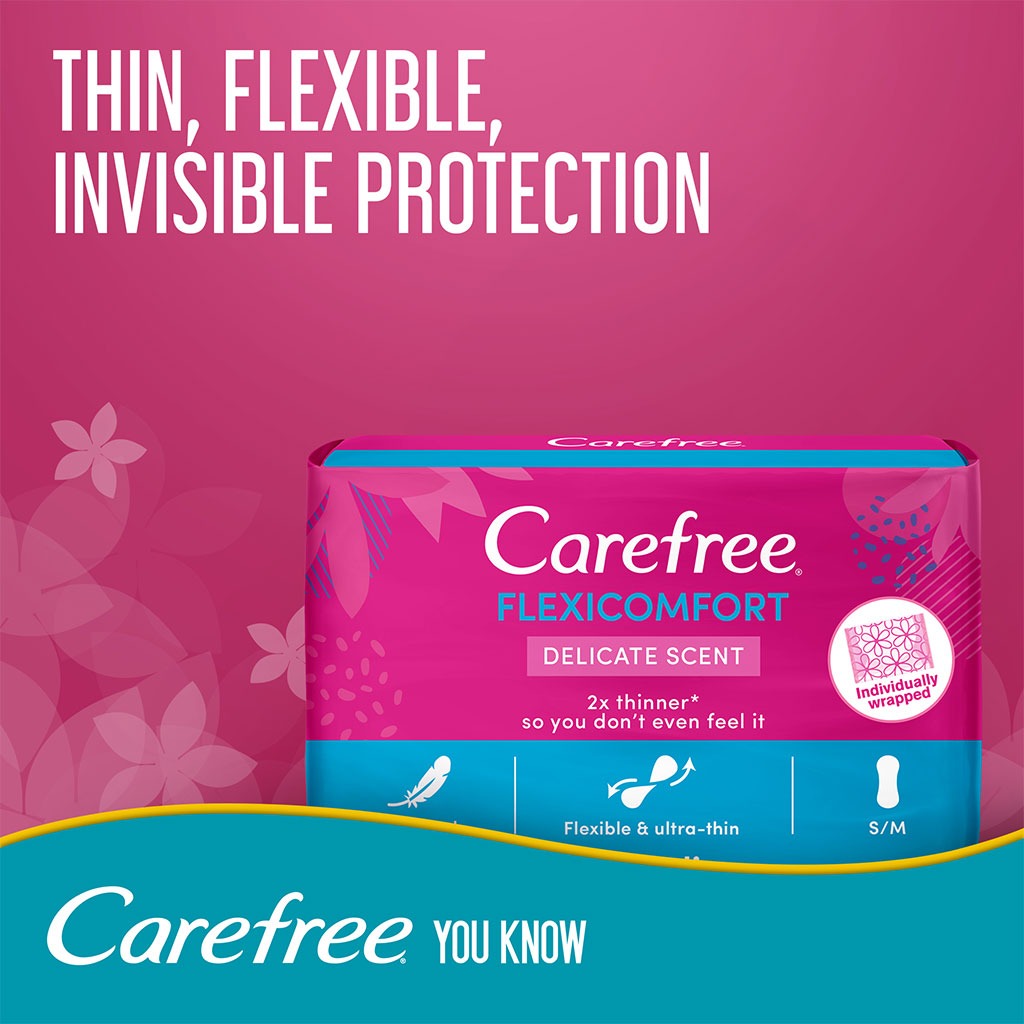 Carefree FlexiComfort Ultra-Thin Delicate Scented Panty Liners, Pack of 40's