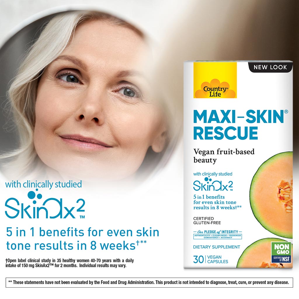 Country Life Maxi-Skin® Rescue Antioxidant Vegicapsules For Spots & Imperfections, Pack of 30's