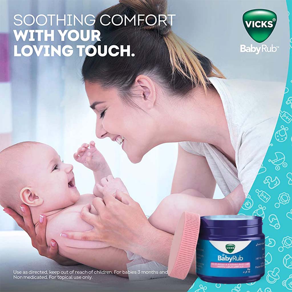Vicks BabyRub Non-Medicated Soothing Ointment For 3+ Month Baby 50g