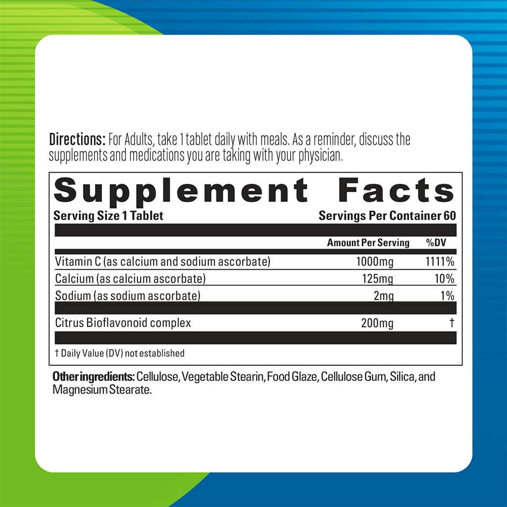 Blueberry Naturals Buffered Quick C 1000 mg Tablets 60's B0135