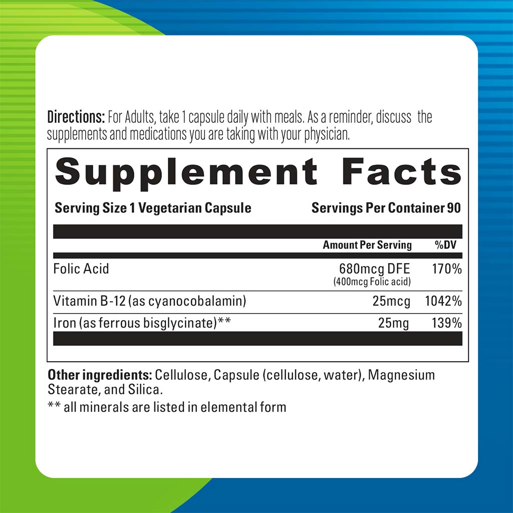 Blueberry Naturals Easy Iron 25 mg Vegetarian Capsules 90's B0265