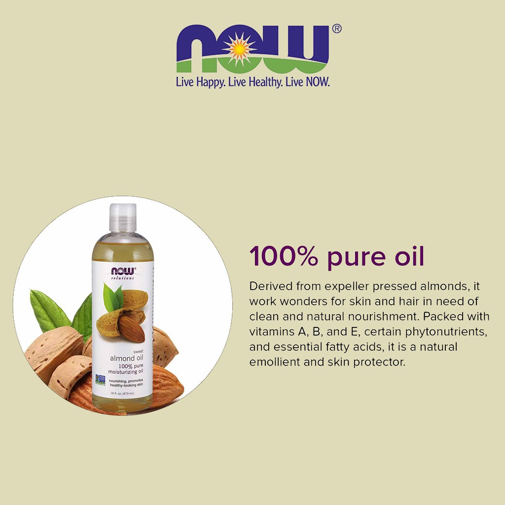 Now Solutions 100% Pure Sweet Almond Moisturizing Oil 473ml