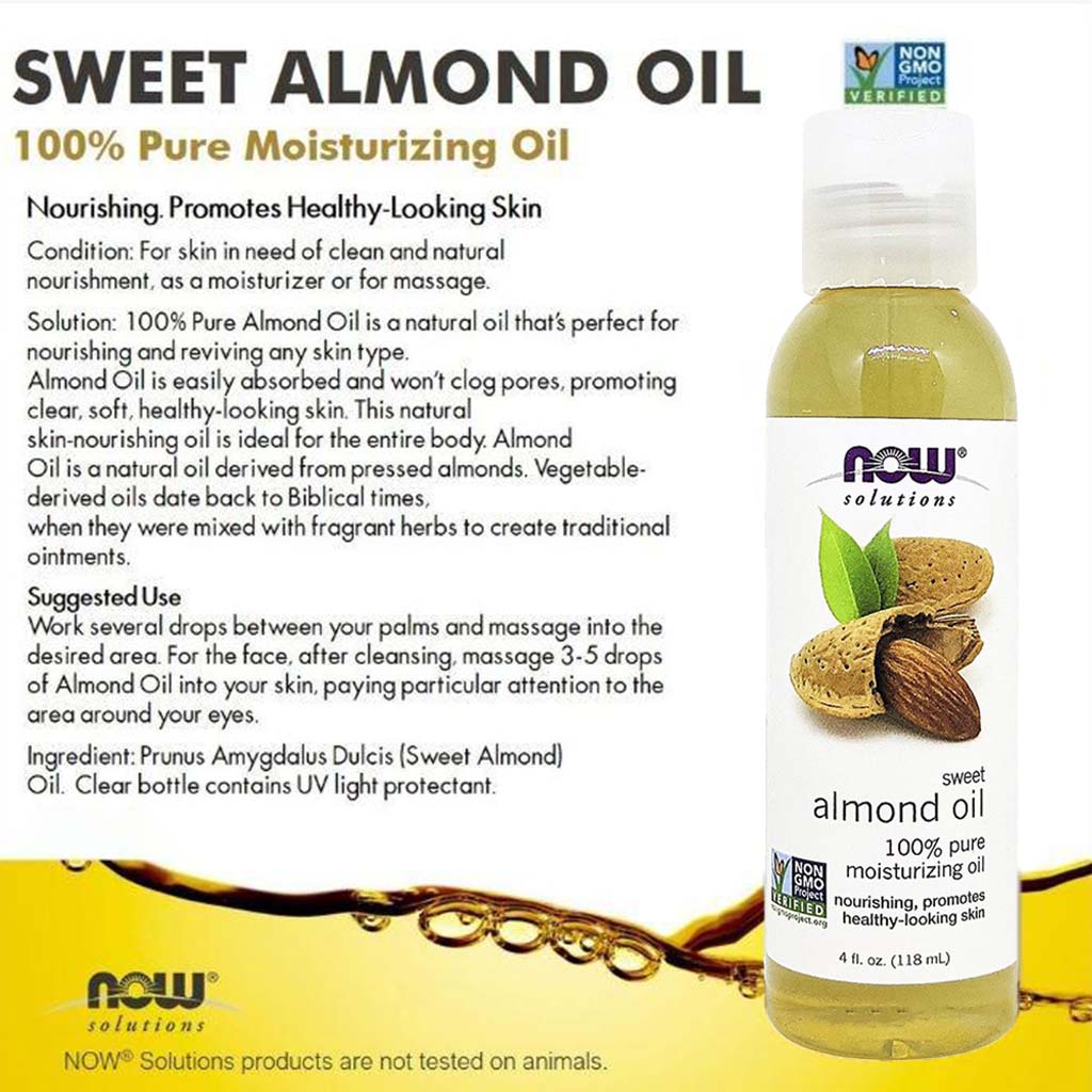 Now Solutions 100% Pure Sweet Almond Moisturizing Oil 118ml