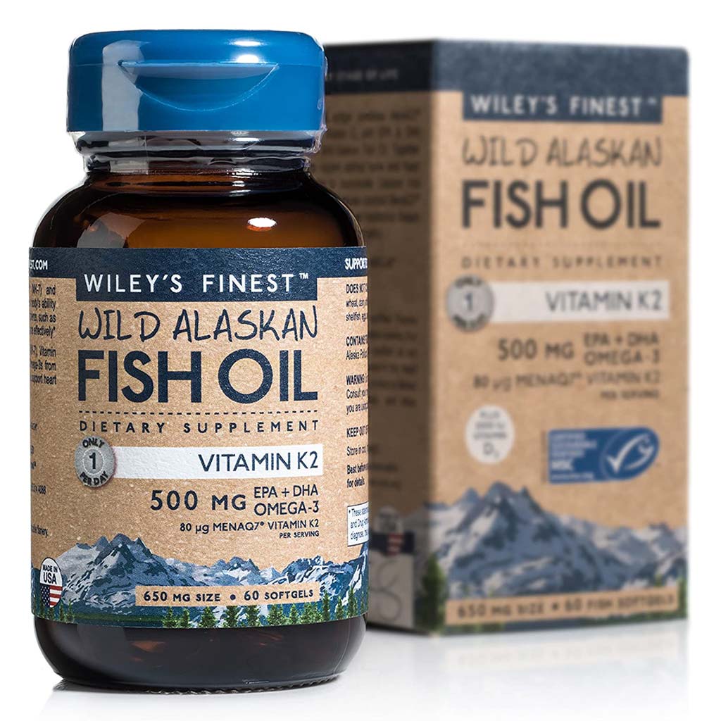 Wiley's Finest Vitamin 500mg Omega 3 With Vitamin K2 Fish Oil Softgels, Pack of 60's