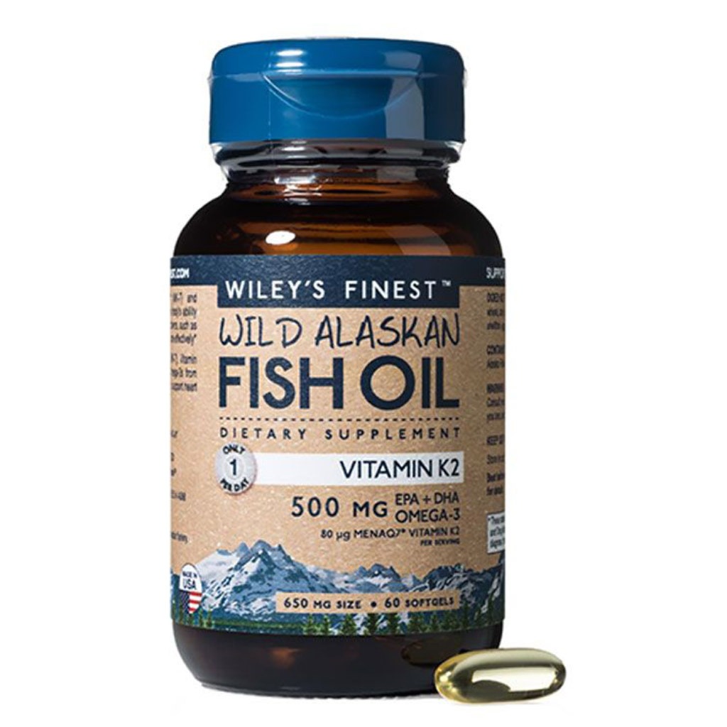 Wiley's Finest Vitamin 500mg Omega 3 With Vitamin K2 Fish Oil Softgels, Pack of 60's