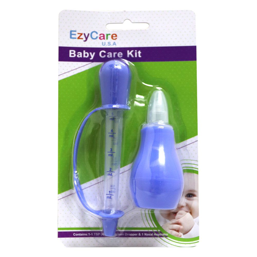 Ezycare Spoon Dropper & Nasal Aspirator Baby Care Kit Blue 1