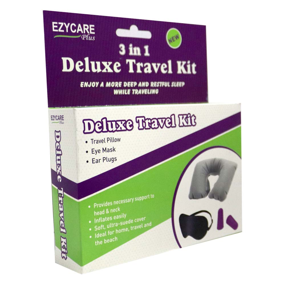 Ezycare 3 In 1 Deluxe Mask Pillow Plugs Travel Kit 18493
