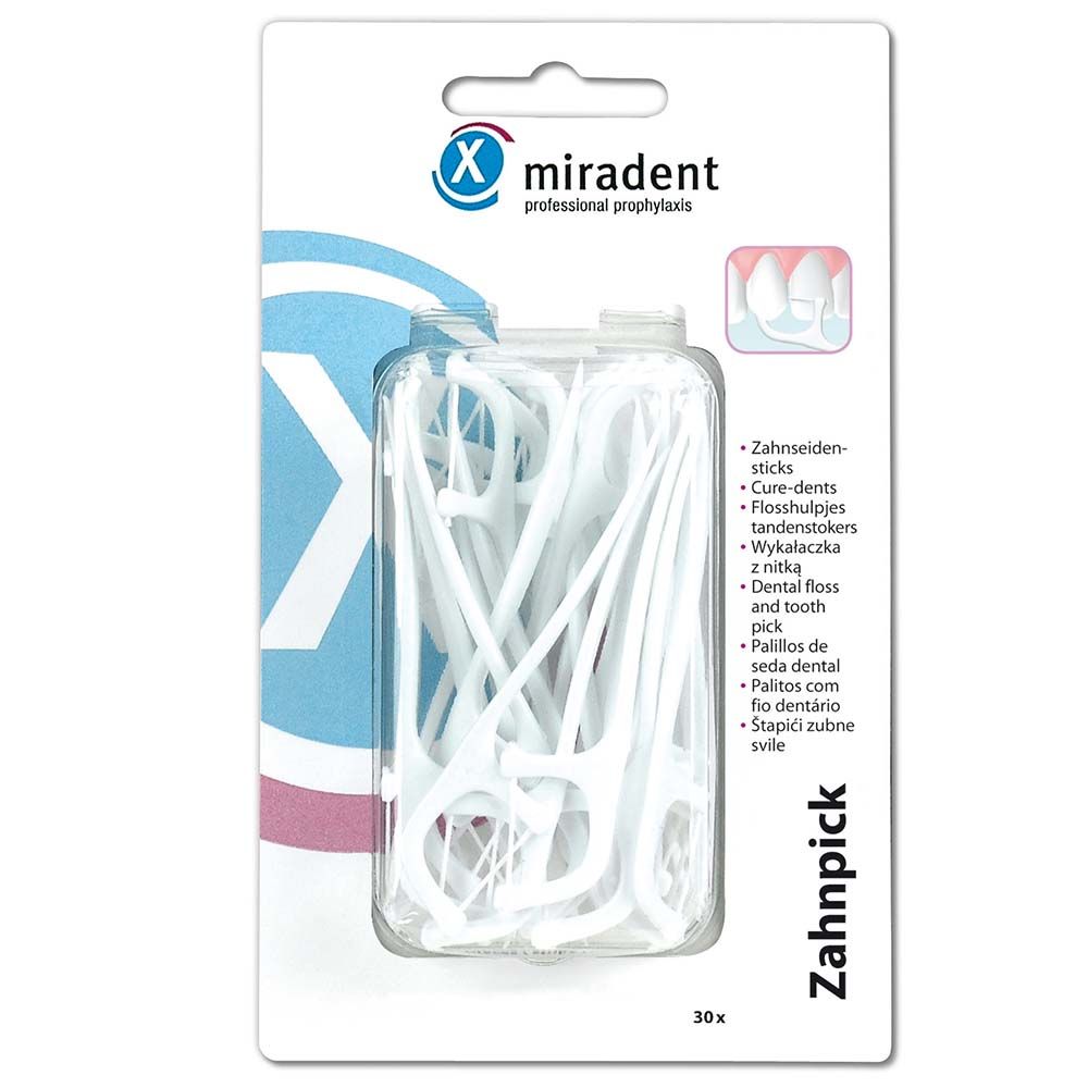 Miradent Zahnpick Dental Floss Toothpick 30's