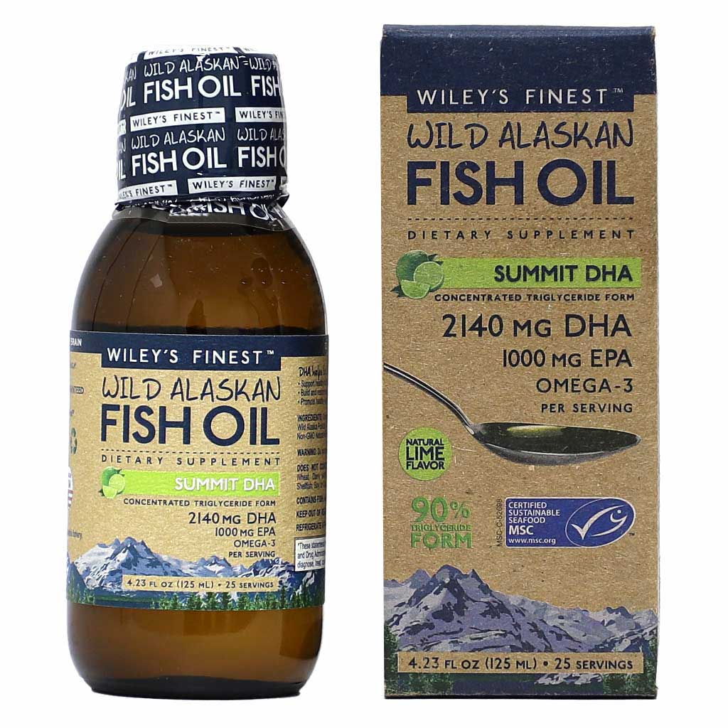 Wiley's Finest Fish Oil 2140mg Omega 3 Summit DHA Liquid Natural Lime Flavor 125ml