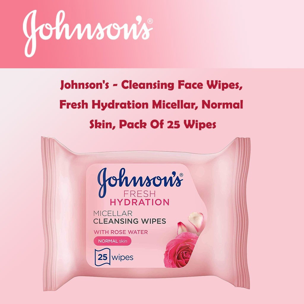 Johnson's Fresh Hydration Ultra-Soft Micellar Cleansing Makeup Remover Wipes For Normal Skin, Pack of 25's