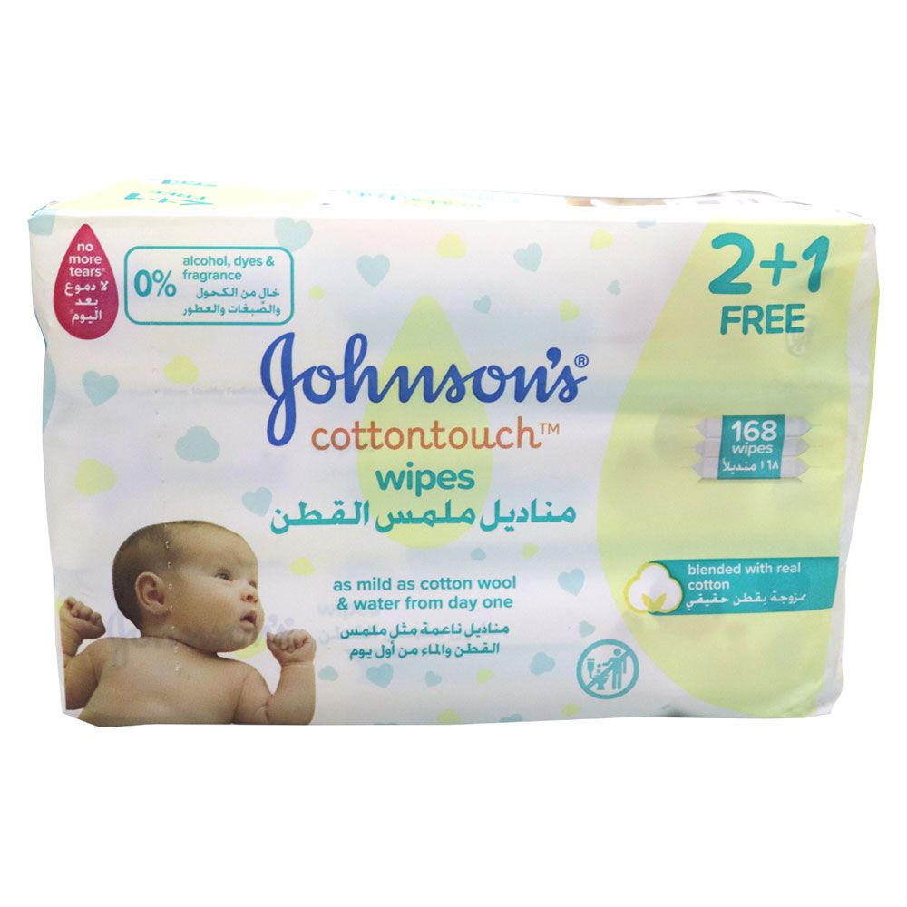 Johnson's Cottontouch Wipes 168's