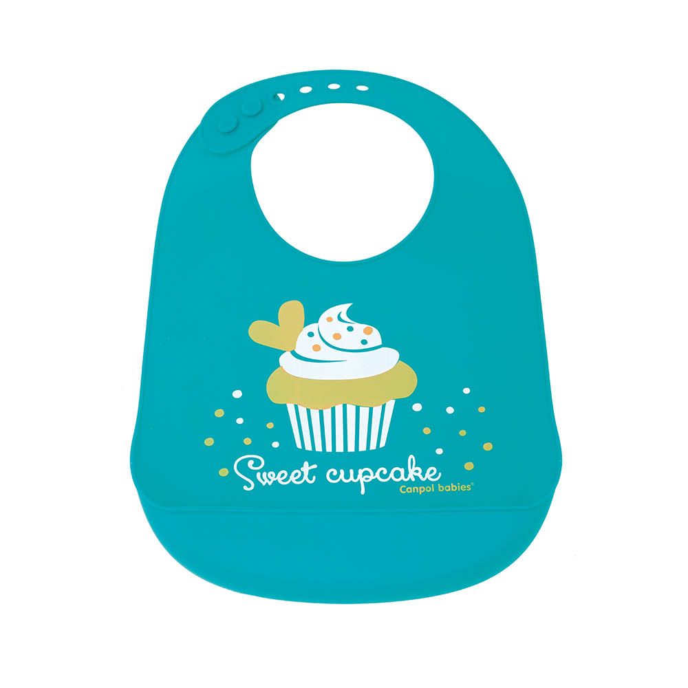 Canpol Babies Sweet Cupcake Silicone Bib with Pocket Turquoise 74/020
