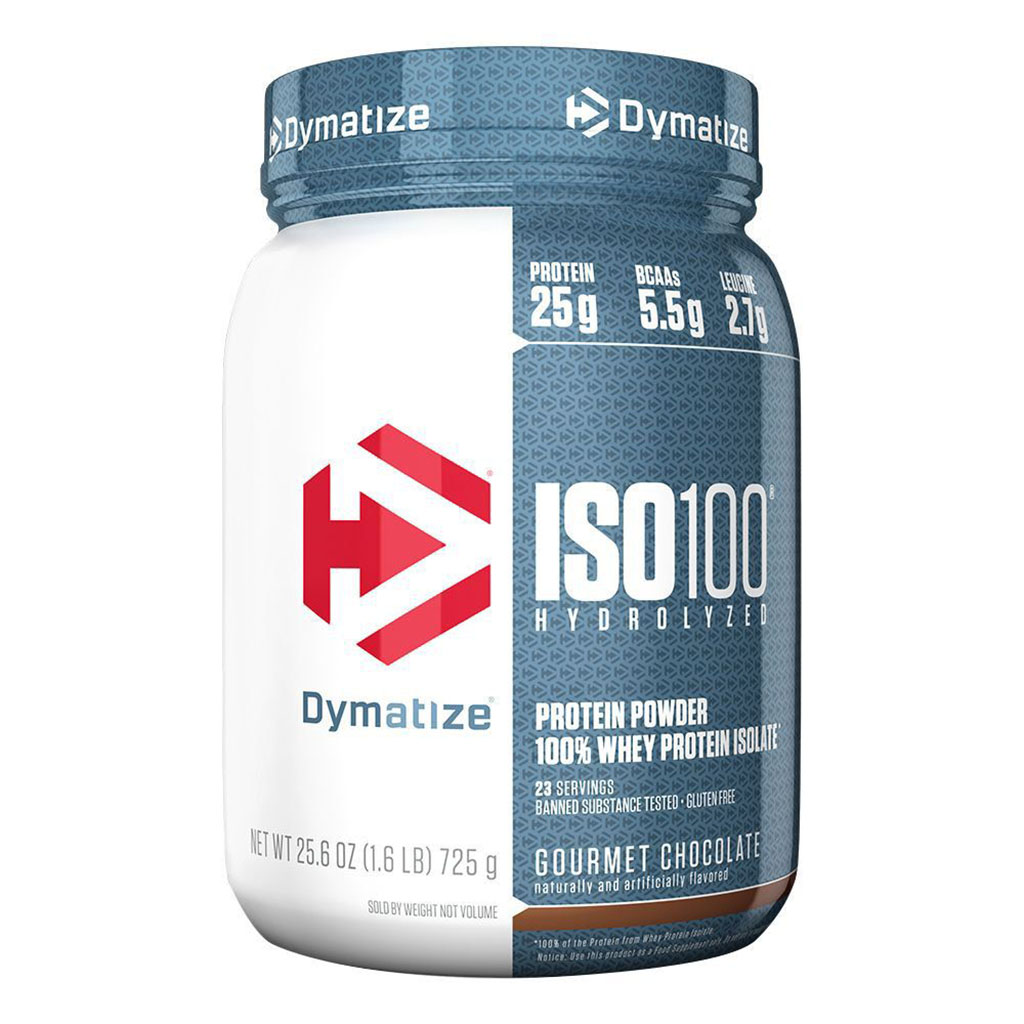 Dymatize ISO 100 Fast Absorbing Protein Powder, 100% Whey Protein Isolate, Gourmet Chocolate, 725g