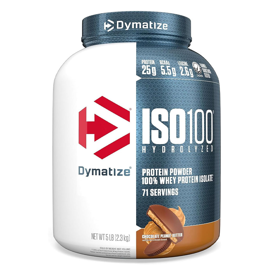 Dymatize ISO 100 Fast Absorbing Protein Powder, 100% Whey Protein Isolate, Gourmet Chocolate Peanut Butter, 2.3kg
