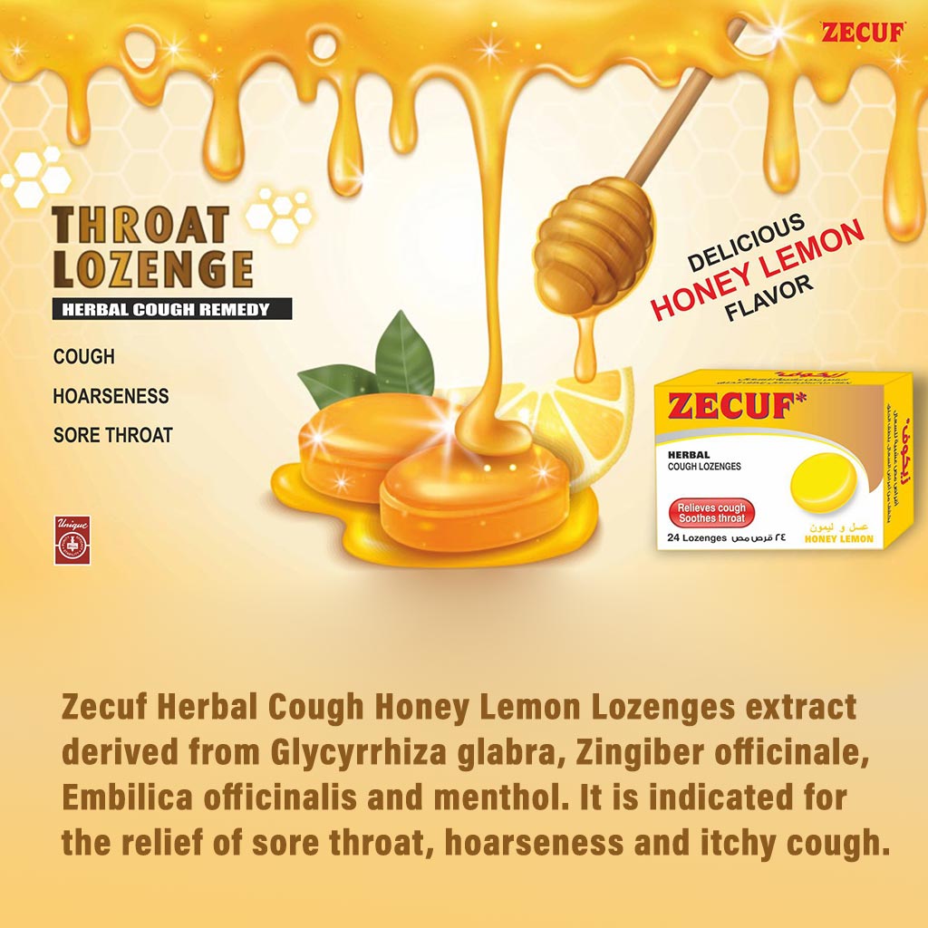 Zecuf Herbal Cough Honey Lemon Lozenges 24's