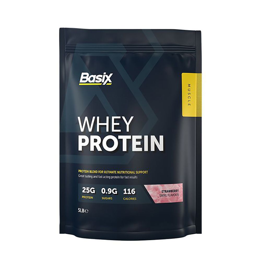 Basix Whey Protein Powder For Nutritional Support, Strawberry Swirl Flavour 5lb, Expiry Date: July 2024