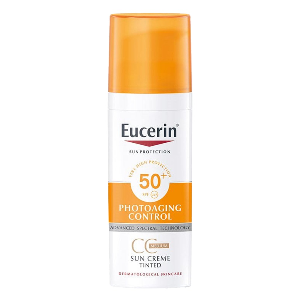 Eucerin Sun SPF 50+ Sun Creme Tinted CC Medium Anti-Aging Sunscreen 50ml