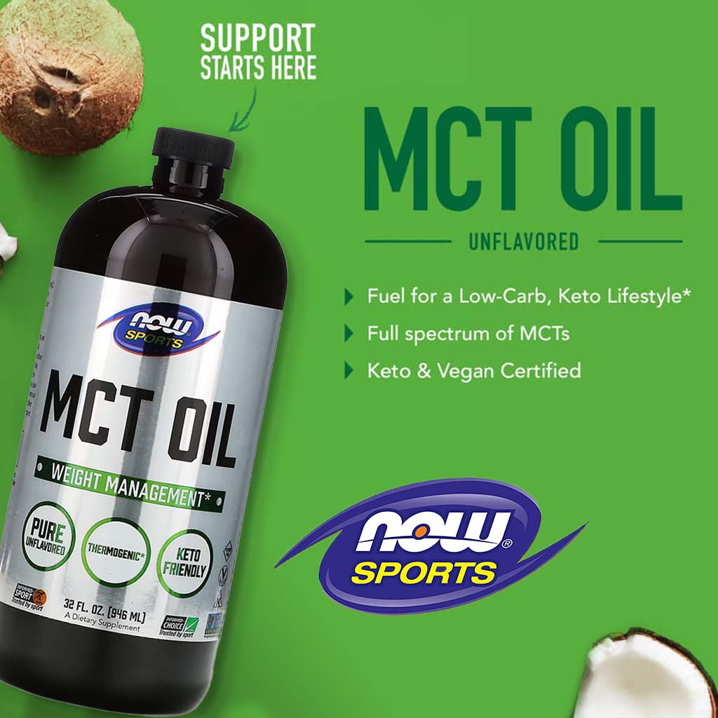 Now Sports MCT Oil Unflavored Liquid For Weight Management 946ml